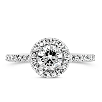 Colourless Collection Halo Engagement Ring with 1.12 Carat TW of Diamonds in 18kt White Gold