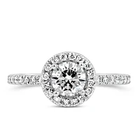 Colourless Collection Halo Engagement Ring with 1.12 Carat TW of Diamonds in 18kt White Gold