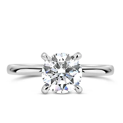 Classic Solitaire Engagement Ring with 1.50 Carat Lab Created Diamond in 14k White Gold