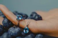 Cleo Pendant with Blue Topaz in 10kt White Gold with Chain