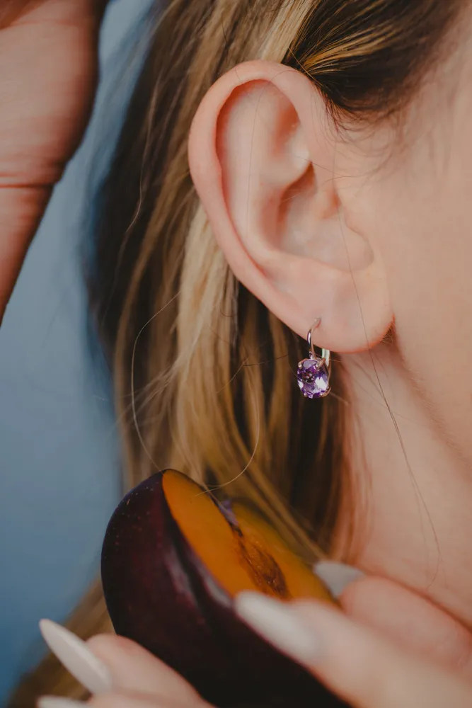 Ava Earrings with Amethyst in 10kt White Gold