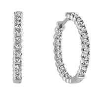 Inside Out Hoop Earrings with 1.00 Carat TW of Diamonds in 10kt White Gold