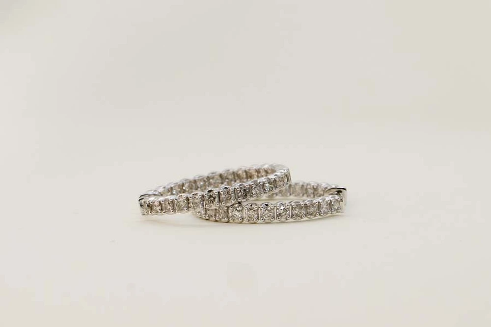 Inside Out Hoop Earrings with 1.00 Carat TW of Diamonds in 10kt White Gold
