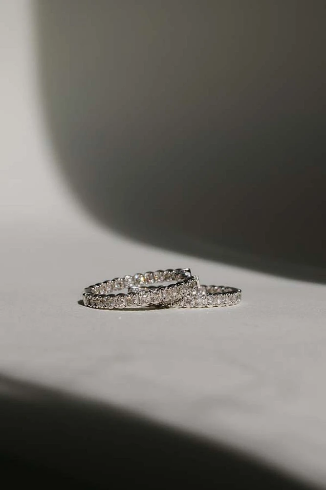 Inside Out Hoop Earrings with 1.00 Carat TW of Diamonds in 10kt White Gold