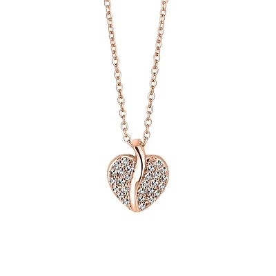 Heart Pendant with Cubic Zirconia in Gold Plated Sterling Silver with Chain