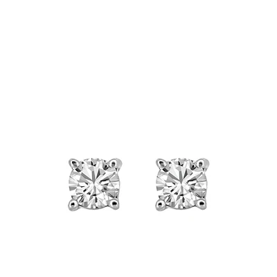 Stud Earrings with Cubic Zirconia in Sterling Silver