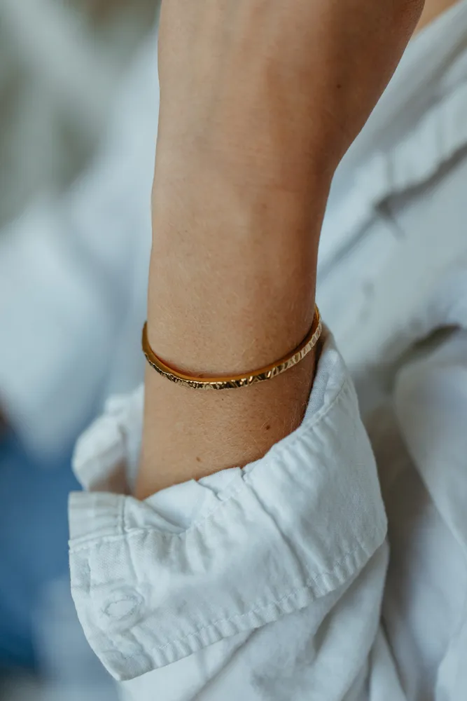 3MM Open Textured Bangle in Sterling Silver