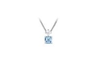 Pendant with Blue Topaz and Cubic Zirconia in Sterling Silver