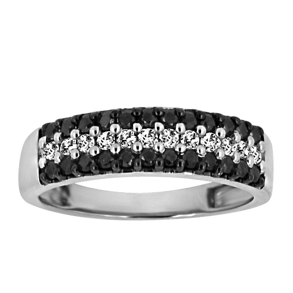 Ring with .50 Carat TW of Black and White Diamonds in 10kt White Gold
