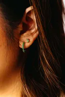Hoop Earrings with Emerald in 10kt Yellow Gold