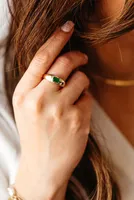 Ring With 5.5X3.5MM Emerald Cut Emerald Ring in 10kt Yellow Gold