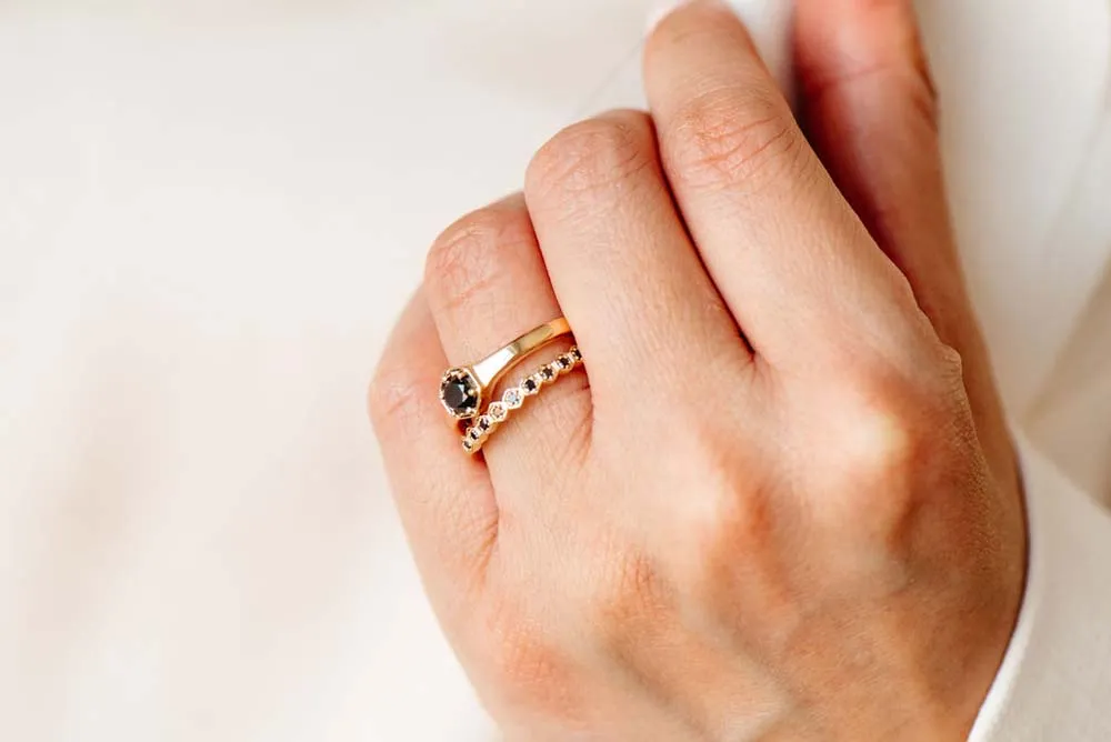Ring with .14 Carat TW of Black Diamonds in 10kt Yellow Gold