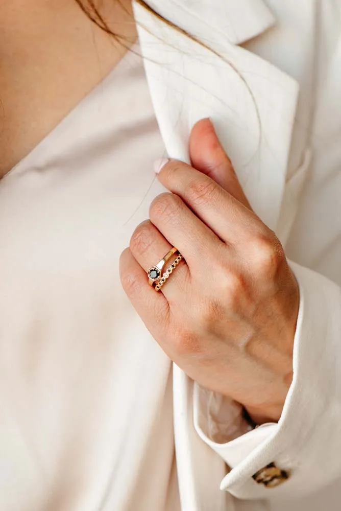 Ring with .14 Carat TW of Black Diamonds in 10kt Yellow Gold