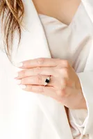 Engagement Ring with Carat TW of Black and White Diamonds in 14kt White Gold