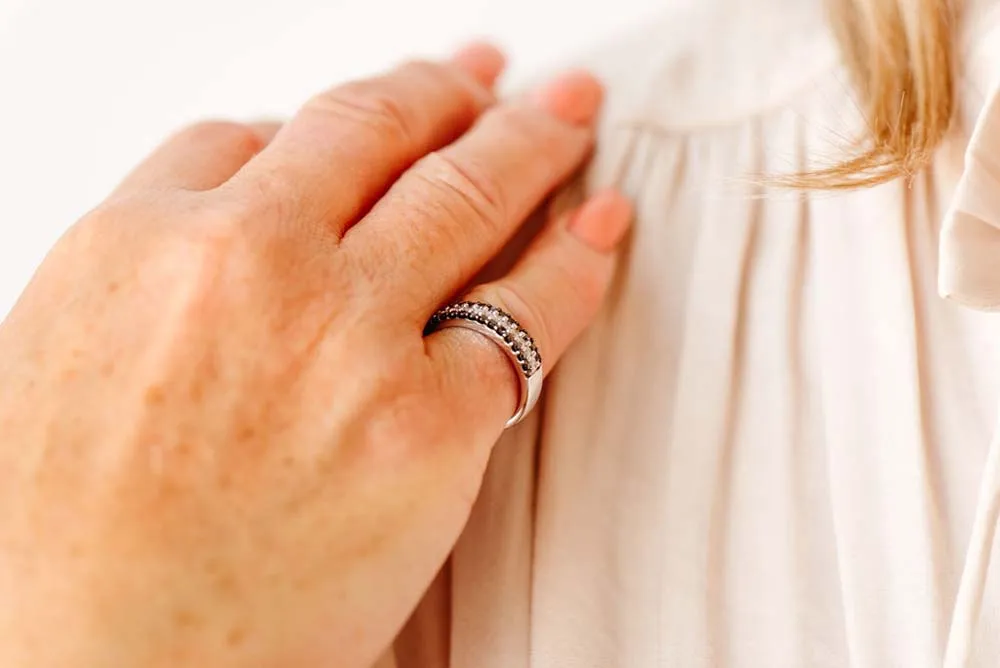 Ring with .50 Carat TW of Black and White Diamonds in 10kt White Gold
