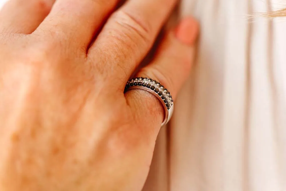 Ring with .50 Carat TW of Black and White Diamonds in 10kt White Gold