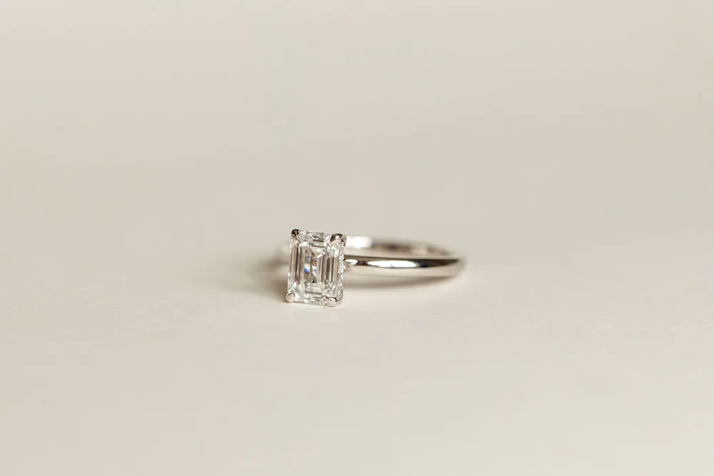 Emerald Cut Engagement Ring with Carat TW of Lab Created Diamonds in 14kt Gold
