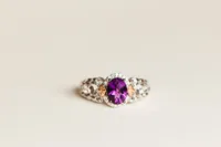 Enchanted Disney Ariel Ring with Amethyst, White Topaz and .20 Carat TW of Diamonds in Sterling Silver