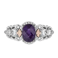 Enchanted Disney Ariel Ring with Amethyst, White Topaz and .20 Carat TW of Diamonds in Sterling Silver