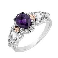 Enchanted Disney Ariel Ring with Amethyst, White Topaz and .20 Carat TW of Diamonds in Sterling Silver
