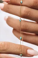 16″-18″ Evil Eye Necklace with Turquoise Enamel in 10kt Yellow Gold