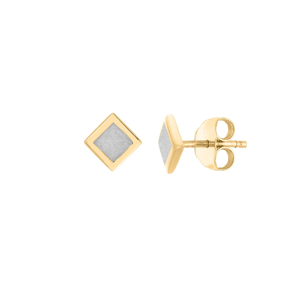 Earrings with Pearl Enamel in 10kt Yellow Gold