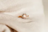 Ring with 6MM Round Morganite with .30 Carat TW of Diamonds in 14kt Rose Gold