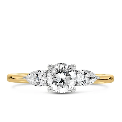 Fire of the North Engagement Ring with .90 Carat TW of Diamonds in 14kt Yellow and White Gold