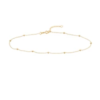 9″-10″ Bead Anklet in 14kt Yellow Gold