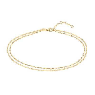 9″-10″ Double Strand Anklet in 14kt Yellow Gold