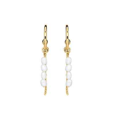 Earrings with White Freshwater Pearl in Gold Plated Sterling Silver