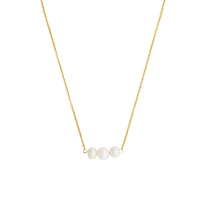 16.5″-17.5″ Necklace with White Freshwater Pearl in Gold Plated Sterling Silver