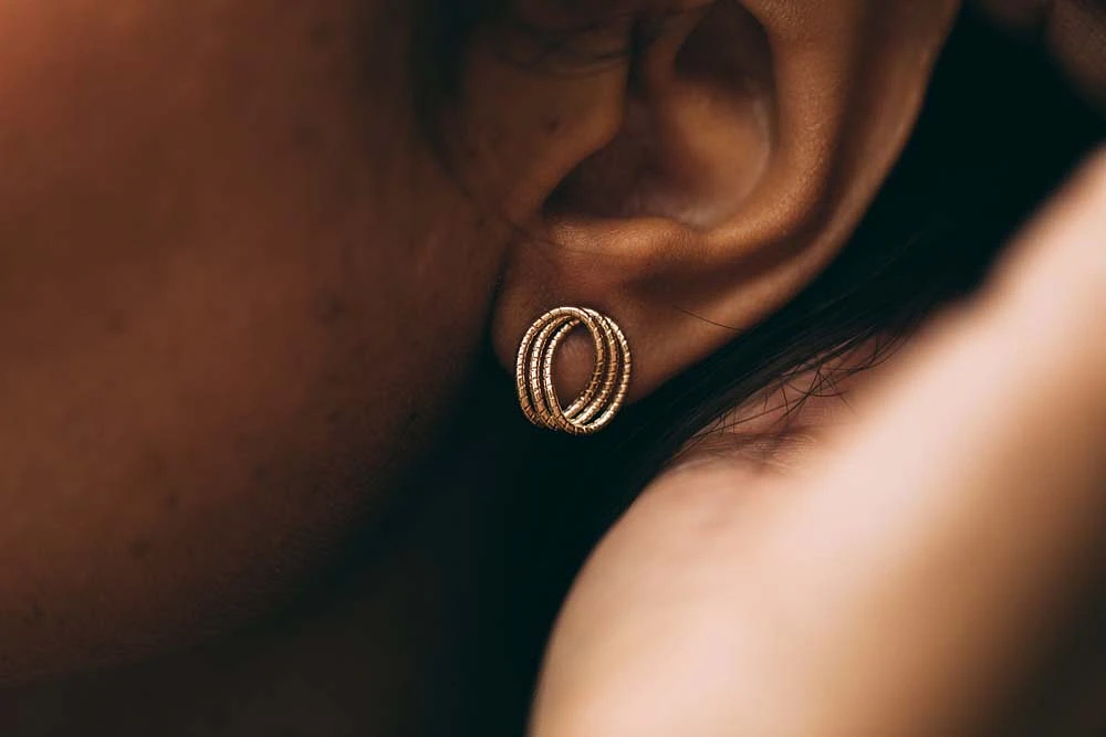 Triple Curve Helix Stud Earrings in 10kt Yellow Gold