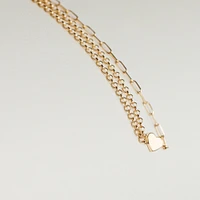 7.5″ Paperclip and Rolo Chain Mini Heart Bracelet in 10kt Yellow Gold