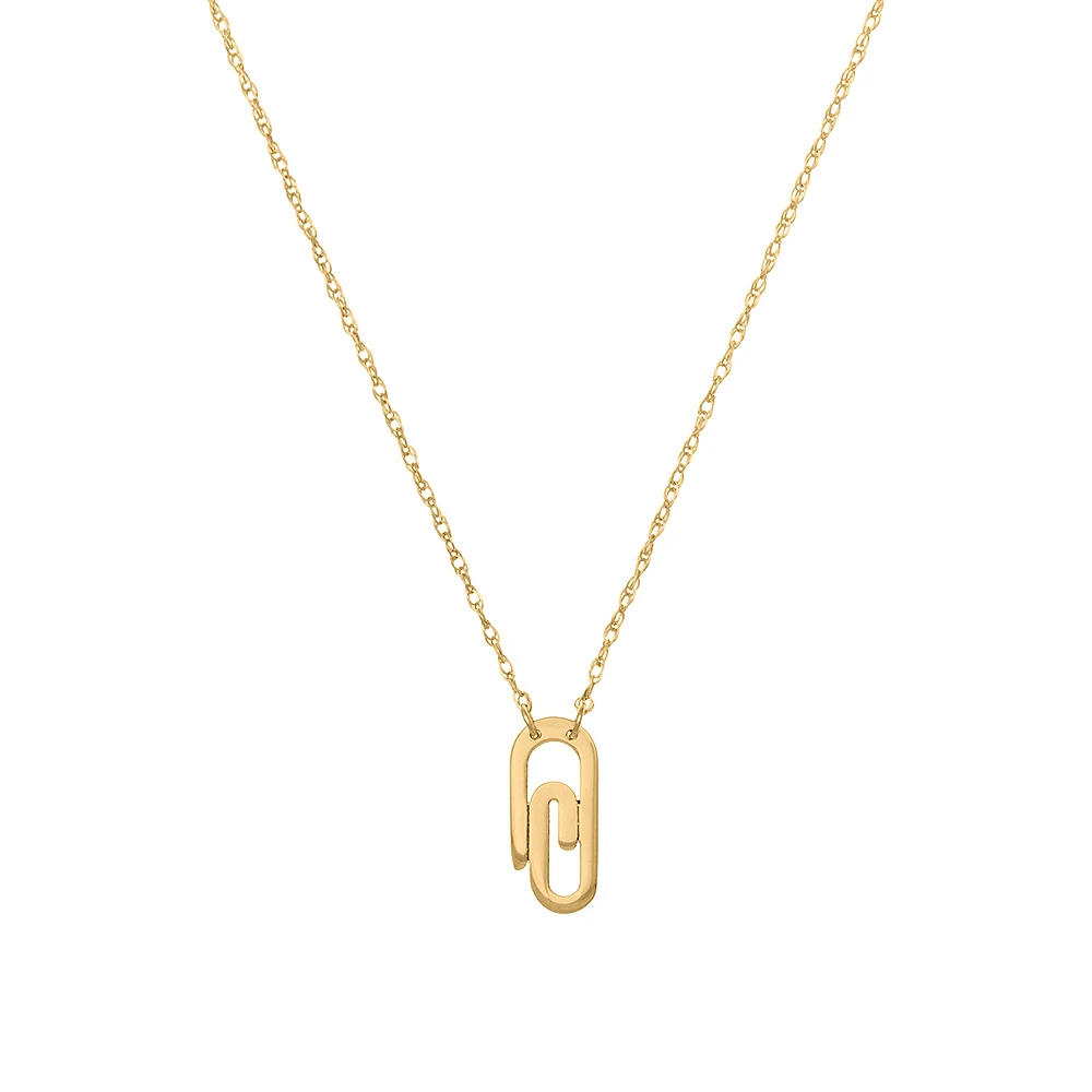 16″-18″ Mini Paperclip Necklace in 14kt Yellow Gold