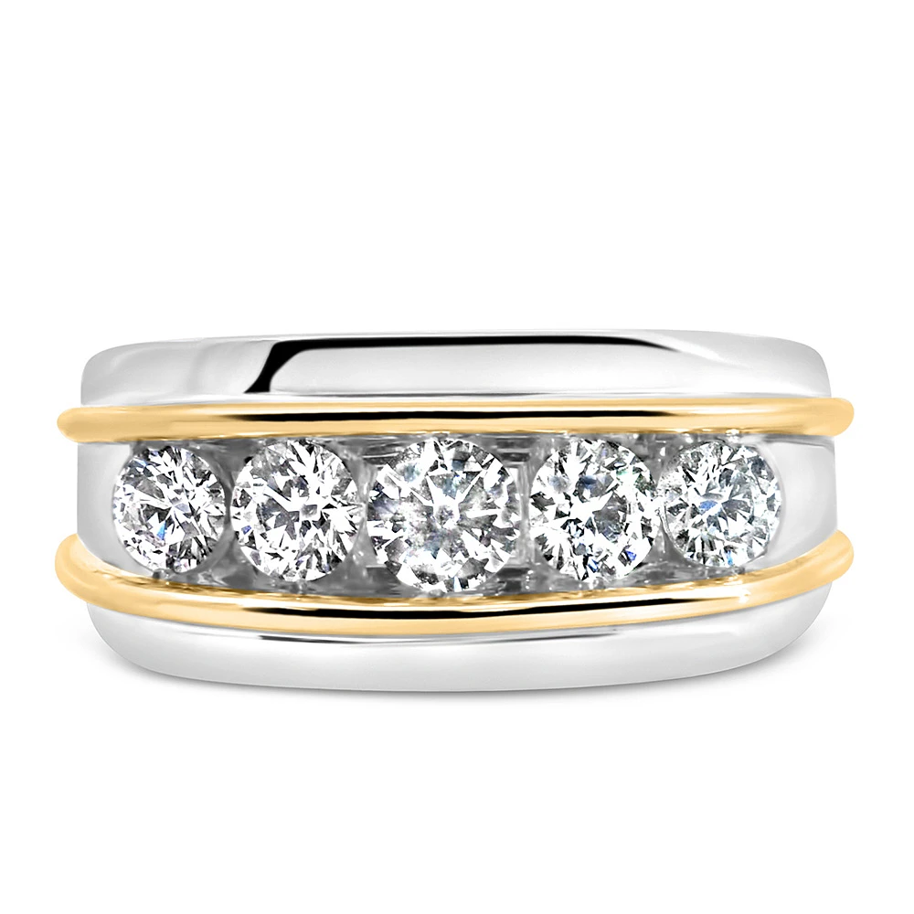 Men’s Ring with 1.50 Carat TW of Lab Created Diamonds in 10kt White and Yellow Gold