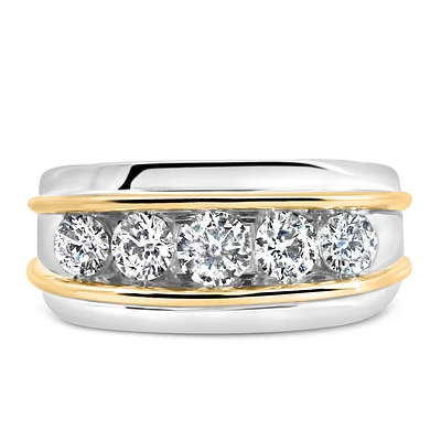 Men’s Ring with 1.50 Carat TW of Lab Created Diamonds in 10kt White and Yellow Gold