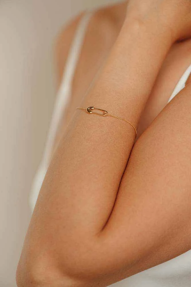 Safety Pin Bracelet in 10kt Yellow Gold