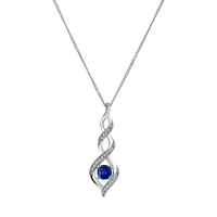 Pendant with Blue Sapphire and .05 Carat TW of Diamonds in 10kt White Gold