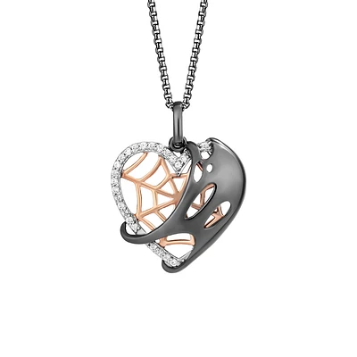 Marvel Spider-Man Venom Pendant with .10 Carat TW of Diamonds in Rose Gold Plated Silver with Chain