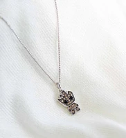Marvel Groot Pendant with Black Onyx and .20 Carat TW of Champagne Diamonds in Sterling Silver with Chain