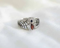 Marvel Spider-Man Ring with Blue Sapphire, Garnet and .17 Carat TW of Diamonds in Black Rhodium Plated Silver