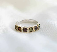 Marvel Infinity Gauntlet Ring with Genuine Gemstones and .05 Carat TW of Diamonds in Yellow Gold Plated Silver
