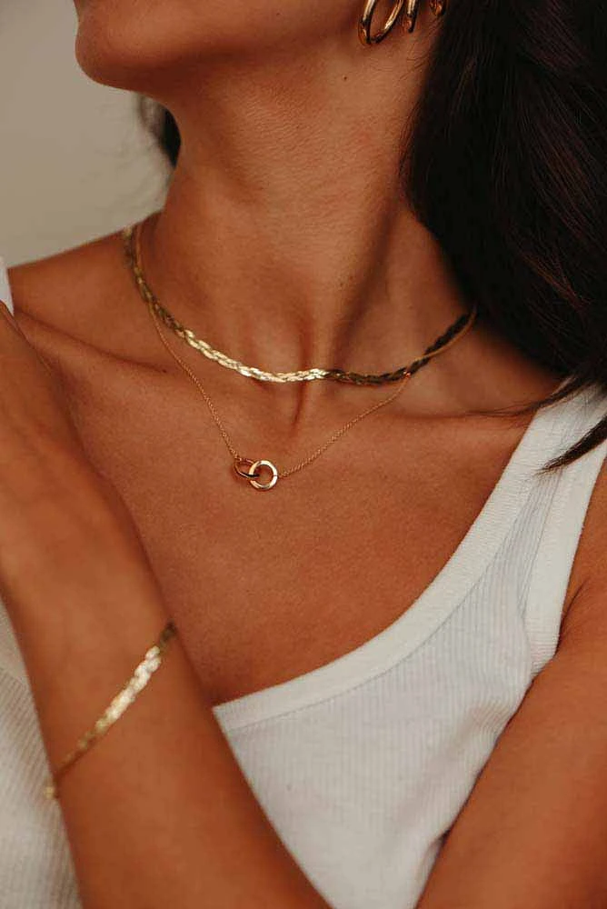 16″-18″ Duo Necklace in 10kt Yellow Gold with Chain