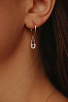 Safety Pin Earrings with Cubic Zirconia in Sterling Silver