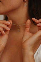 Safety Pin Pendant with Cubic Zirconia in Sterling Silver with Chain