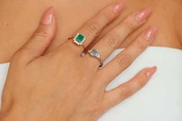 Ring with 7MM Hexagon Sky Blue Topaz and .09 Carat TW of Diamonds in 10kt White Gold