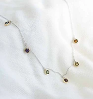 Marvel Infinity Gauntlet Necklace with Genuine Gemstones and .07 Carat TW of Diamonds in Yellow Gold Plated Silver