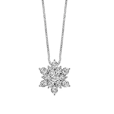 Snowflake Pendant with .25 Carat TW of Diamonds in 10kt White Gold with Chain