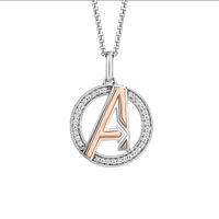 Marvel Avengers Pendant with .13 Carat TW of Diamonds in Rose Gold Plated Silver with Chain
